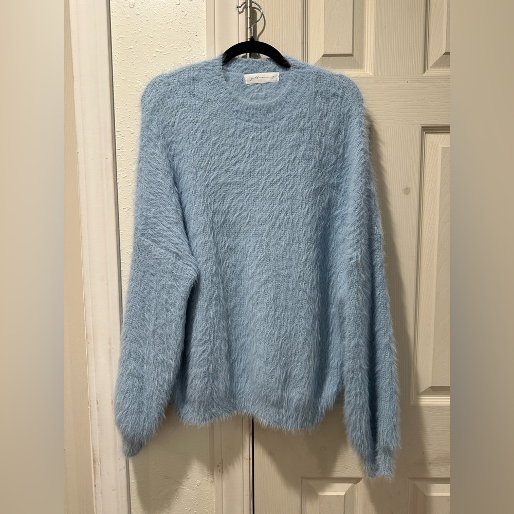 Gold Morning Cozy Blue Sweater